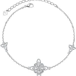 Sterling Silver Celtic Knot Bracelet Women Good Luck Jewelry Gift